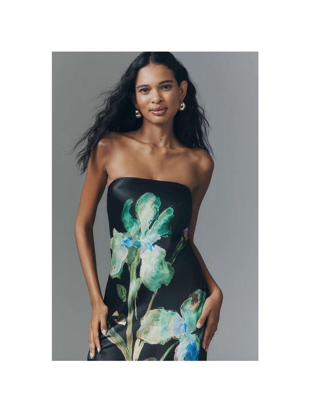 Anthropologie The Fleur Strapless Satin Maxi Slip Dress - Picture 2 of 11